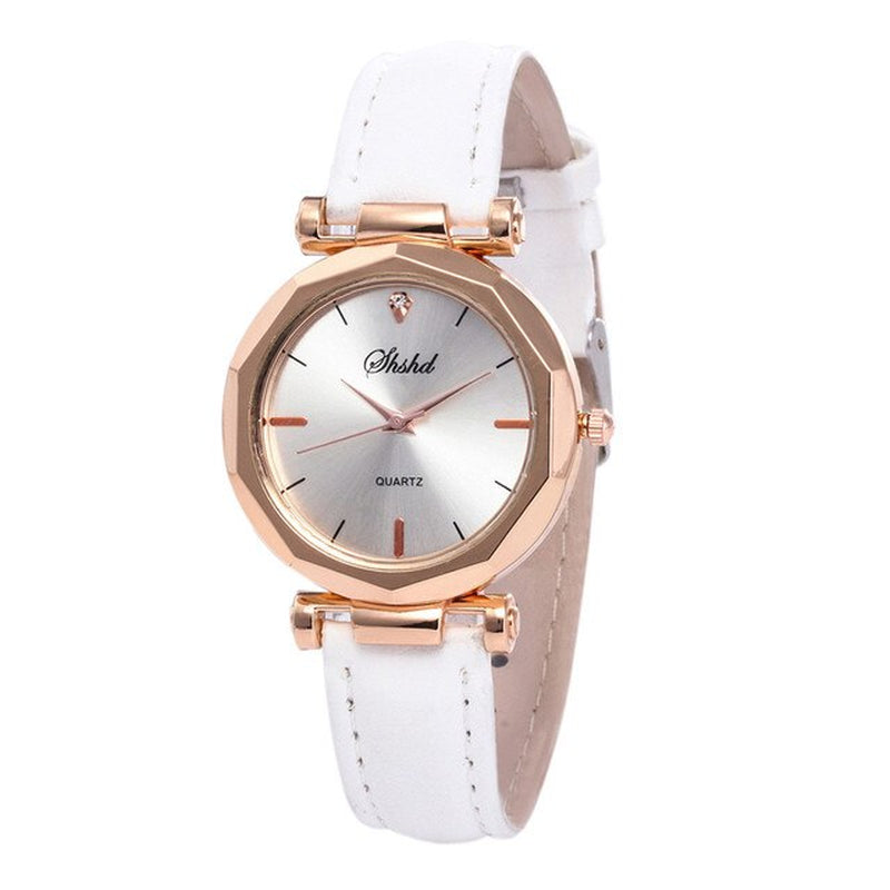 "Stunning Crystal Quartz Women'S Watch - Waterproof, Luxury Leather Strap, Fashionable Analog Wristwatch for Casual Elegance"