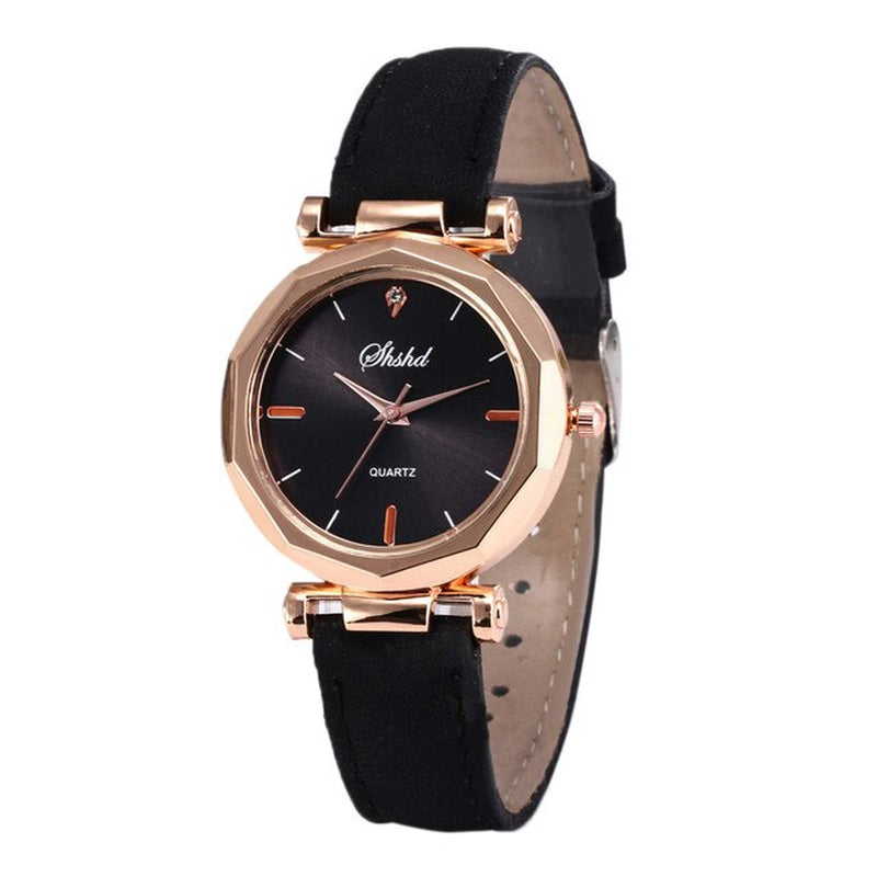 "Stunning Crystal Quartz Women'S Watch - Waterproof, Luxury Leather Strap, Fashionable Analog Wristwatch for Casual Elegance"