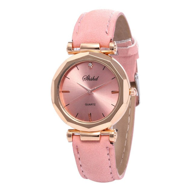 "Stunning Crystal Quartz Women'S Watch - Waterproof, Luxury Leather Strap, Fashionable Analog Wristwatch for Casual Elegance"