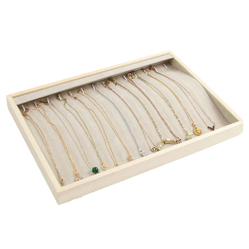 "Exquisite Wooden Velvet Jewelry Box - Elegant Green/Beige - Perfect Gift for Rings, Earrings, and Bracelets"