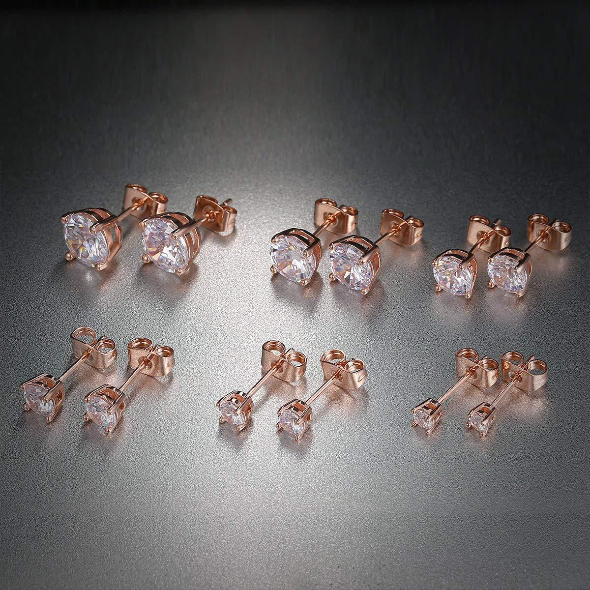 "Sparkling 9 CTTW Stud Earrings Set - Exquisite 18K White Gold Plated - Austrian Elements - 5 Pairs - by Jewelry ITALY Design"