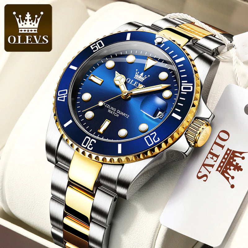 "OLEVS Blue Water Ghost: the Ultimate Luxury Stainless Steel Men'S Watch for the Modern Gentleman"