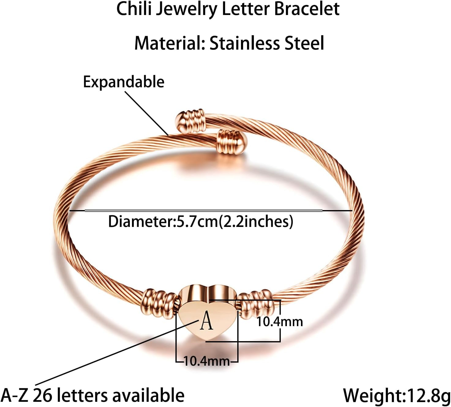 "Personalized Rose Gold Heart Initial Bracelet - the Perfect Birthday Gift for Women and Girls"