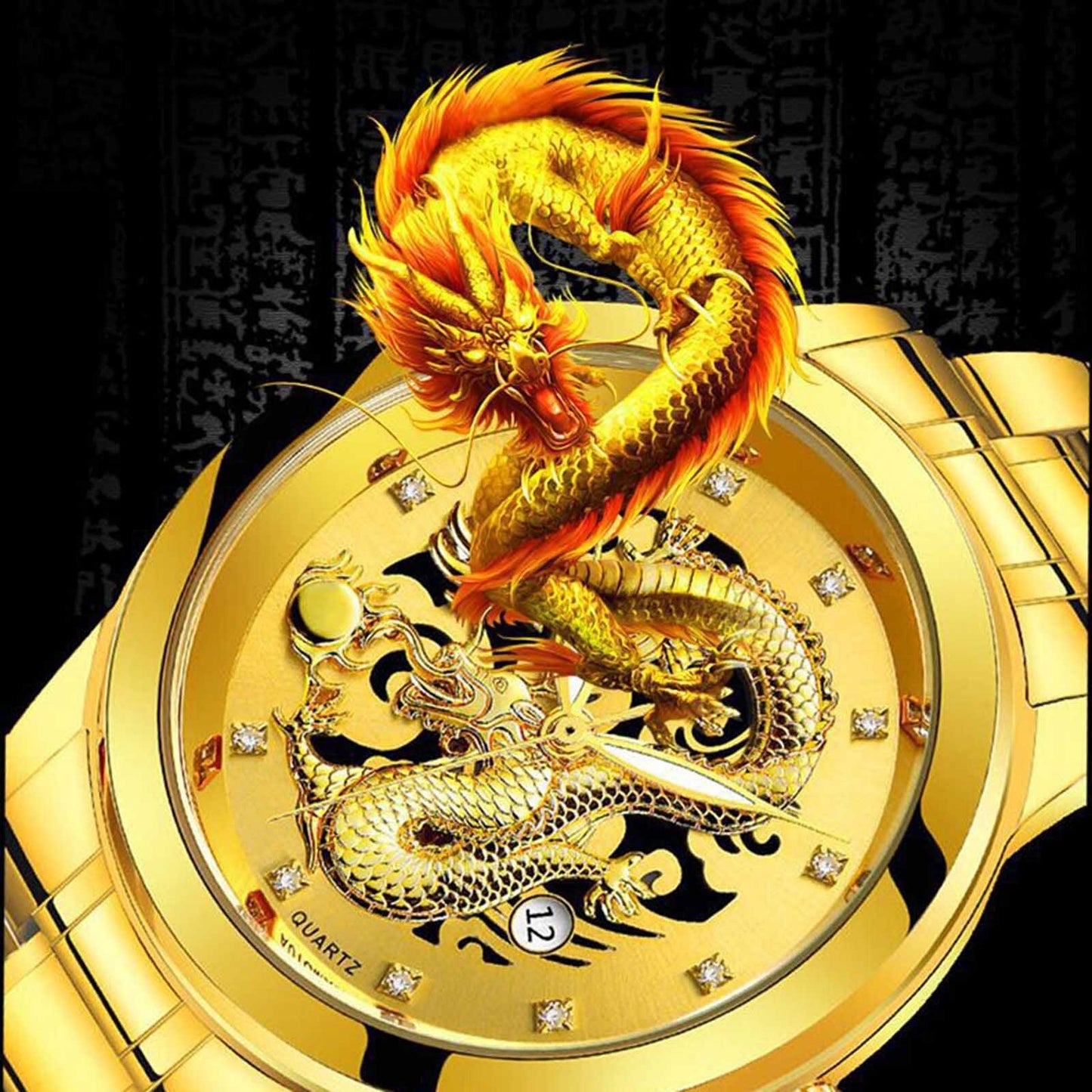 "Golden Dragon Steel Band Watch: Unleash Your Domineering Style with This Modern Men'S Luxury Timepiece"