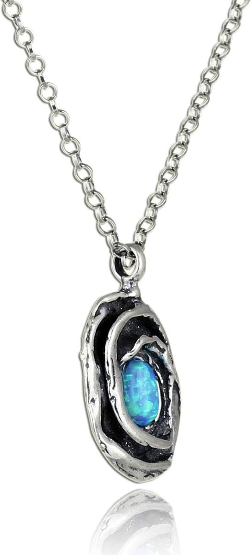 "Exquisite Rose Pendant Necklace with Stunning Oval Created Opal - Perfect Gift for Her!"