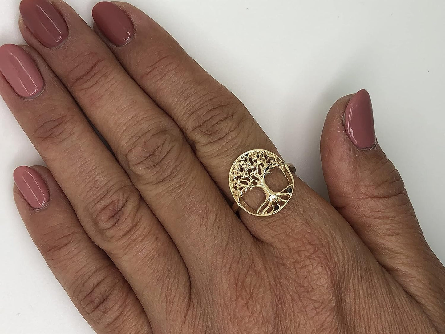 "Exquisite 14K Gold Plated Tree of Life Ring: a Stunning Statement Piece for Jewelry Lovers"