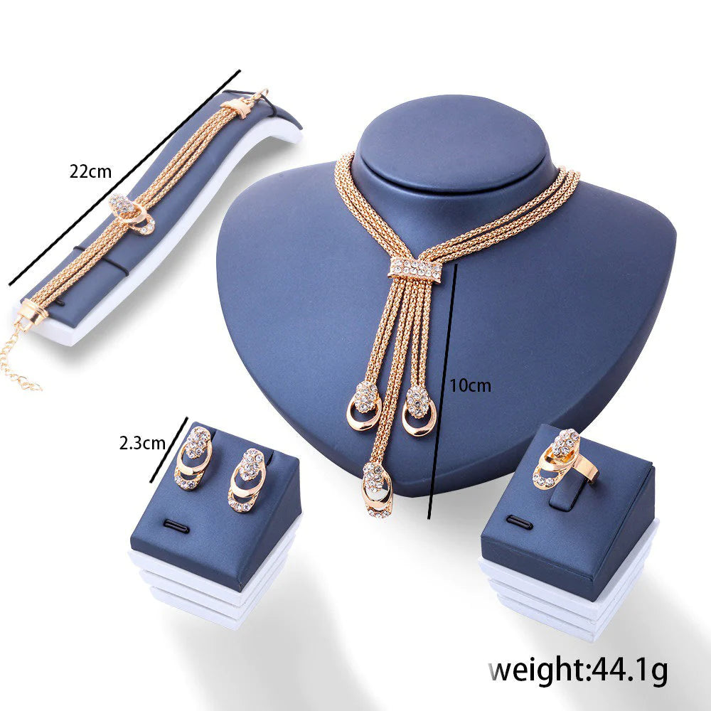 "Exquisite 4 Piece Royal Jewelry Set with ® Crystals - Luxurious 18K Gold Plated Collection"