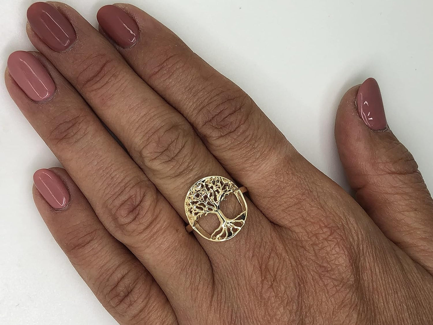 "Exquisite 14K Gold Plated Tree of Life Ring: a Stunning Statement Piece for Jewelry Lovers"