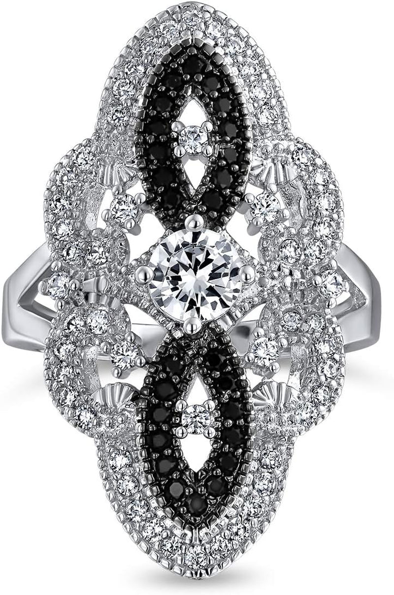 "Exquisite Art Deco Inspired CZ Filigree Full Finger Ring - a Stunning Statement Piece for Fashion-Forward Women"