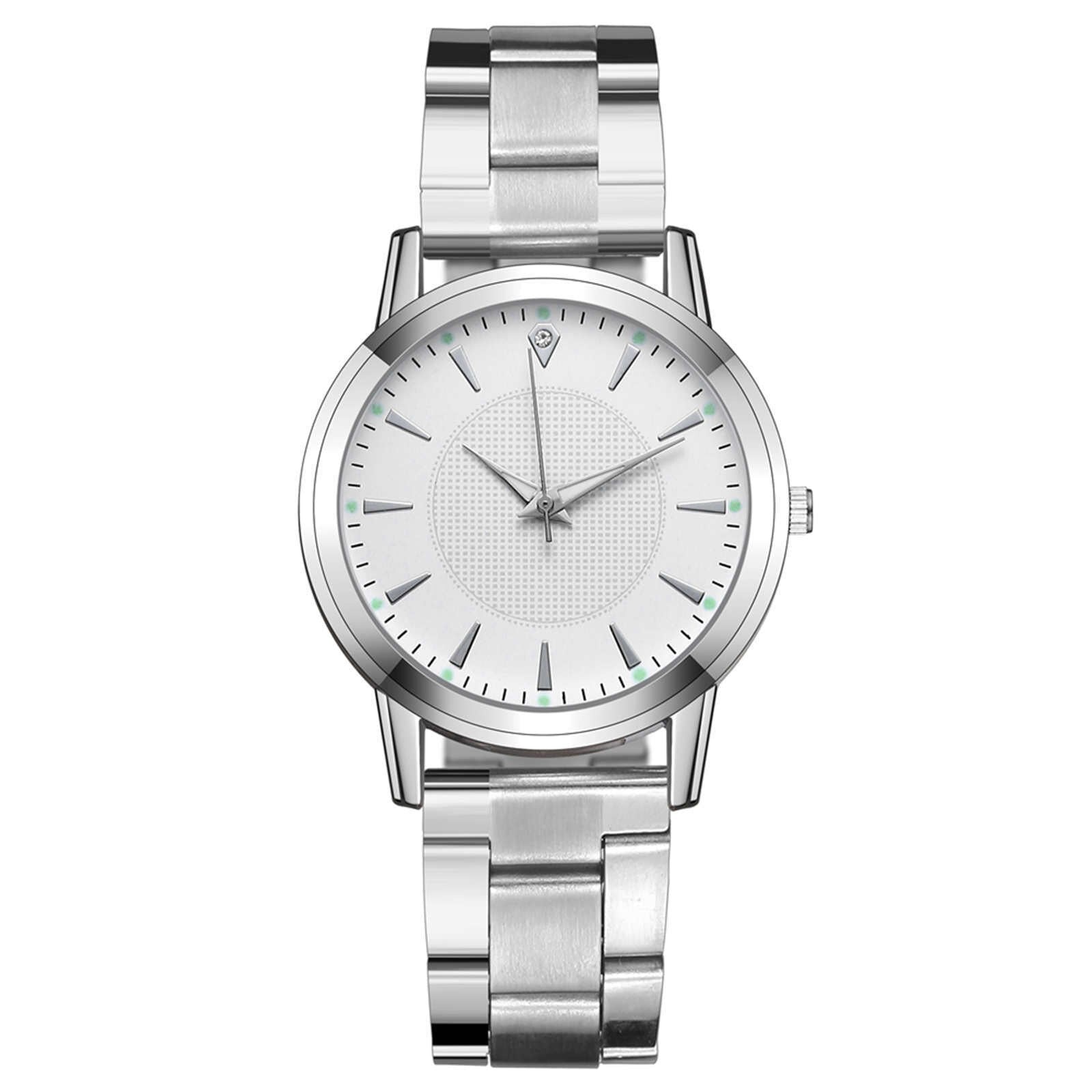 "Stylish Stainless Steel Quartz Watch Set for Women - Elegant Rhinestone Dial with Bracelet - Perfect for Casual and Formal Wear"