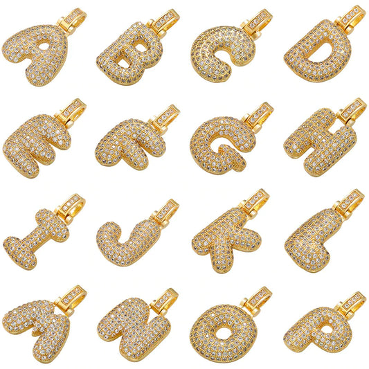 "Exquisite and Luxurious 26K Gold Letter Pendant Set - Perfect for DIY Necklaces and Earrings - Fashionable Jewelry Accessories for Women - Model VD614"