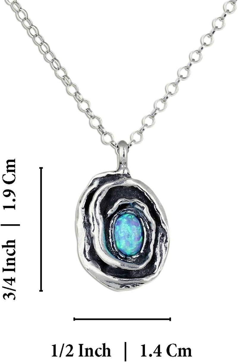 "Exquisite Rose Pendant Necklace with Stunning Oval Created Opal - Perfect Gift for Her!"