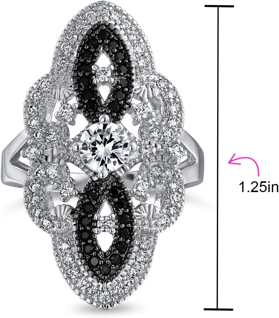 "Exquisite Art Deco Inspired CZ Filigree Full Finger Ring - a Stunning Statement Piece for Fashion-Forward Women"