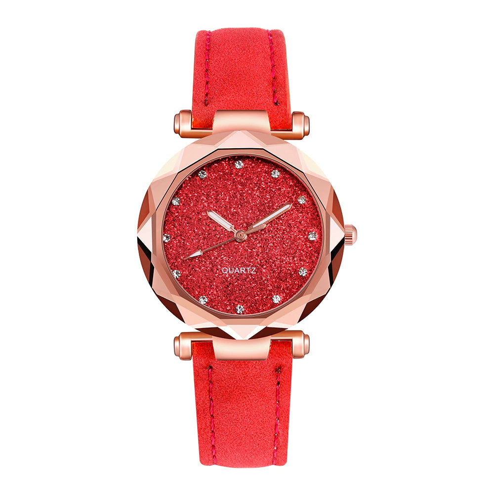 "Rose Gold Quartz Watch with Rhinestones - Stylish Korean Fashion for Women"