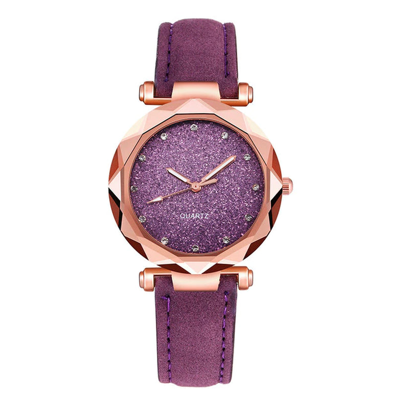 "Rose Gold Quartz Watch with Rhinestones - Stylish Korean Fashion for Women"