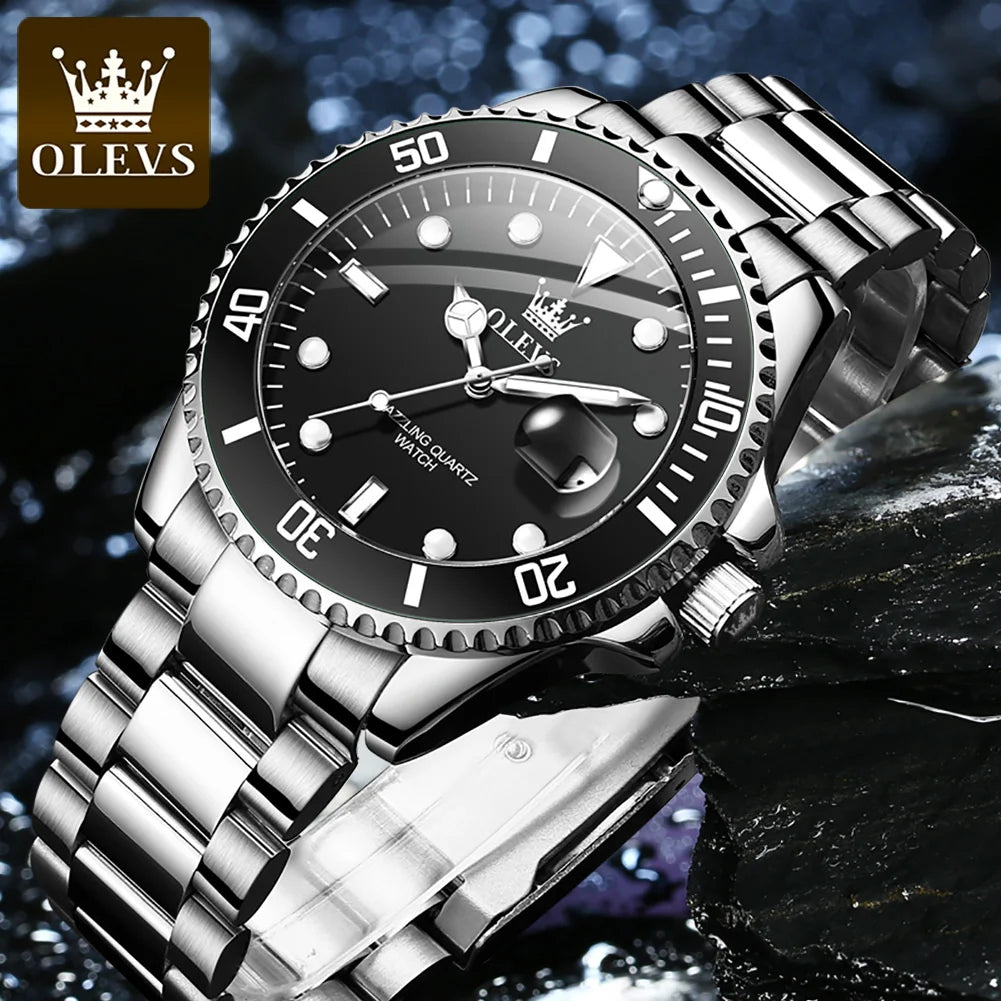 "OLEVS Blue Water Ghost: the Ultimate Luxury Stainless Steel Men'S Watch for the Modern Gentleman"