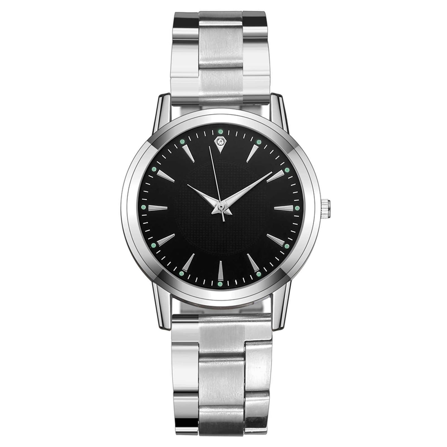 "Stylish Stainless Steel Quartz Watch Set for Women - Elegant Rhinestone Dial with Bracelet - Perfect for Casual and Formal Wear"