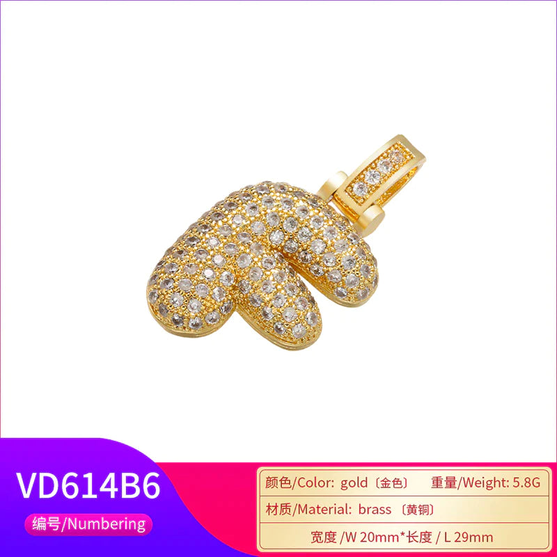 "Exquisite and Luxurious 26K Gold Letter Pendant Set - Perfect for DIY Necklaces and Earrings - Fashionable Jewelry Accessories for Women - Model VD614"