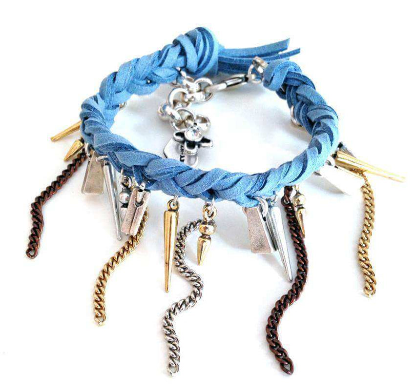 "Boho Chic Fringe Leather Bracelet with Swarovski Crystals - Trendy and Stylish!"