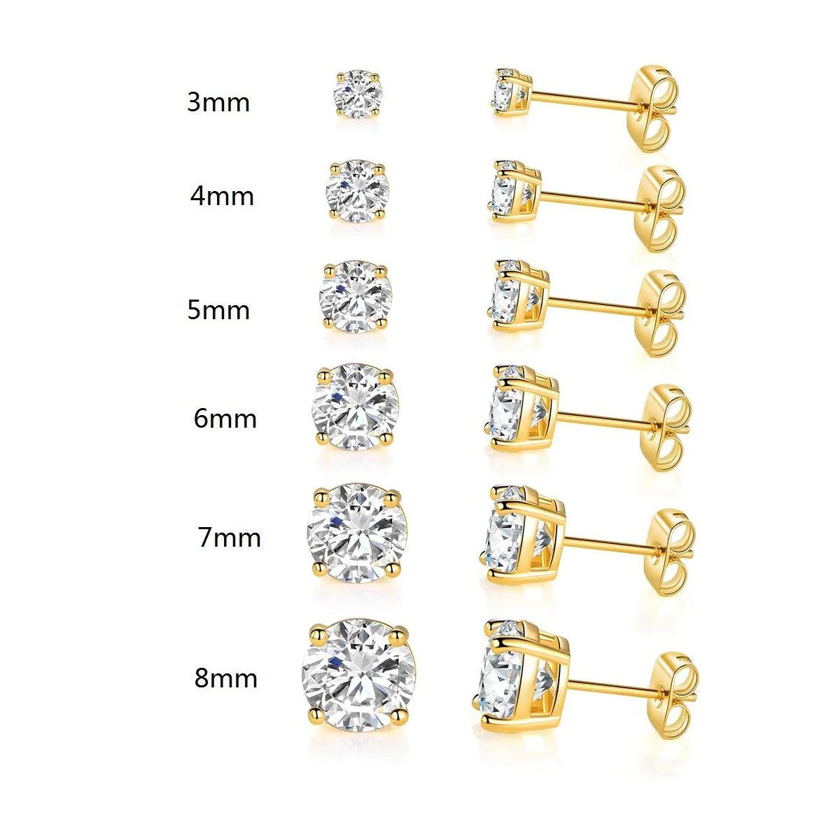 "Sparkling 9 CTTW Stud Earrings Set - Exquisite 18K White Gold Plated - Austrian Elements - 5 Pairs - by Jewelry ITALY Design"