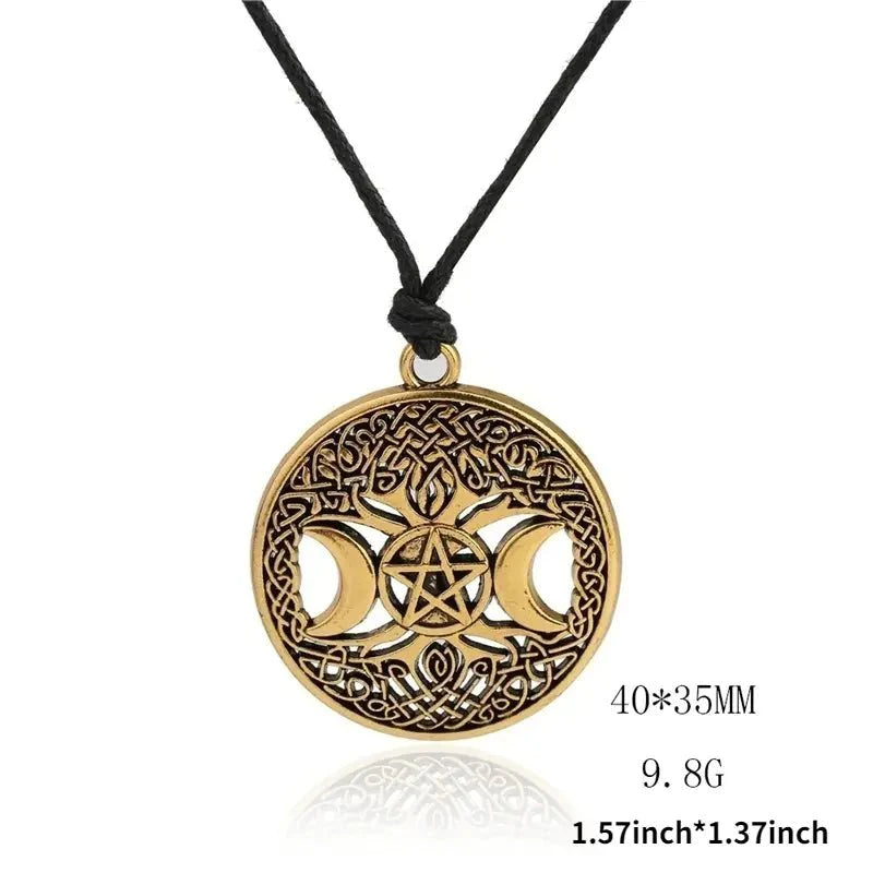 "Stylish Men'S Viking Pendant: Tree of Life Crescent Star Necklace - Elevate Your Look with Exquisite Amulet Jewelry"