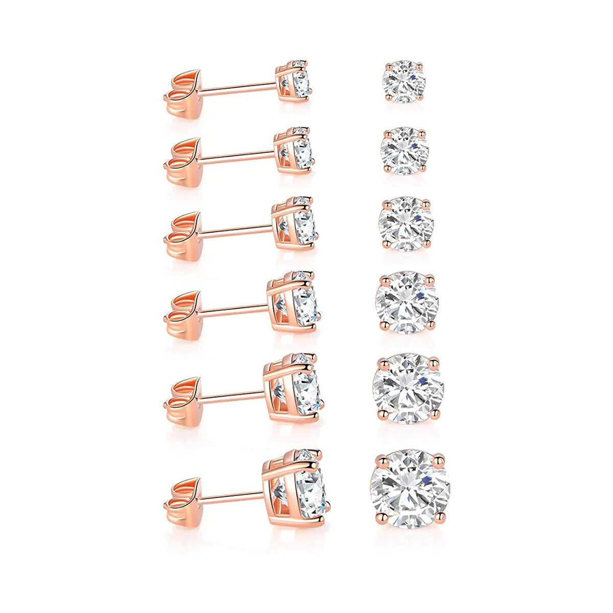 "Sparkling 9 CTTW Stud Earrings Set - Exquisite 18K White Gold Plated - Austrian Elements - 5 Pairs - by Jewelry ITALY Design"