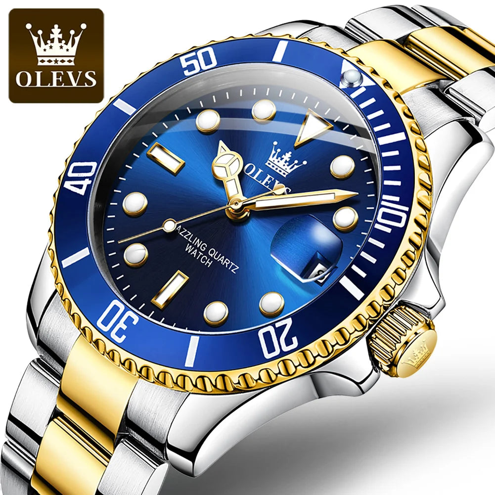 "OLEVS Blue Water Ghost: the Ultimate Luxury Stainless Steel Men'S Watch for the Modern Gentleman"