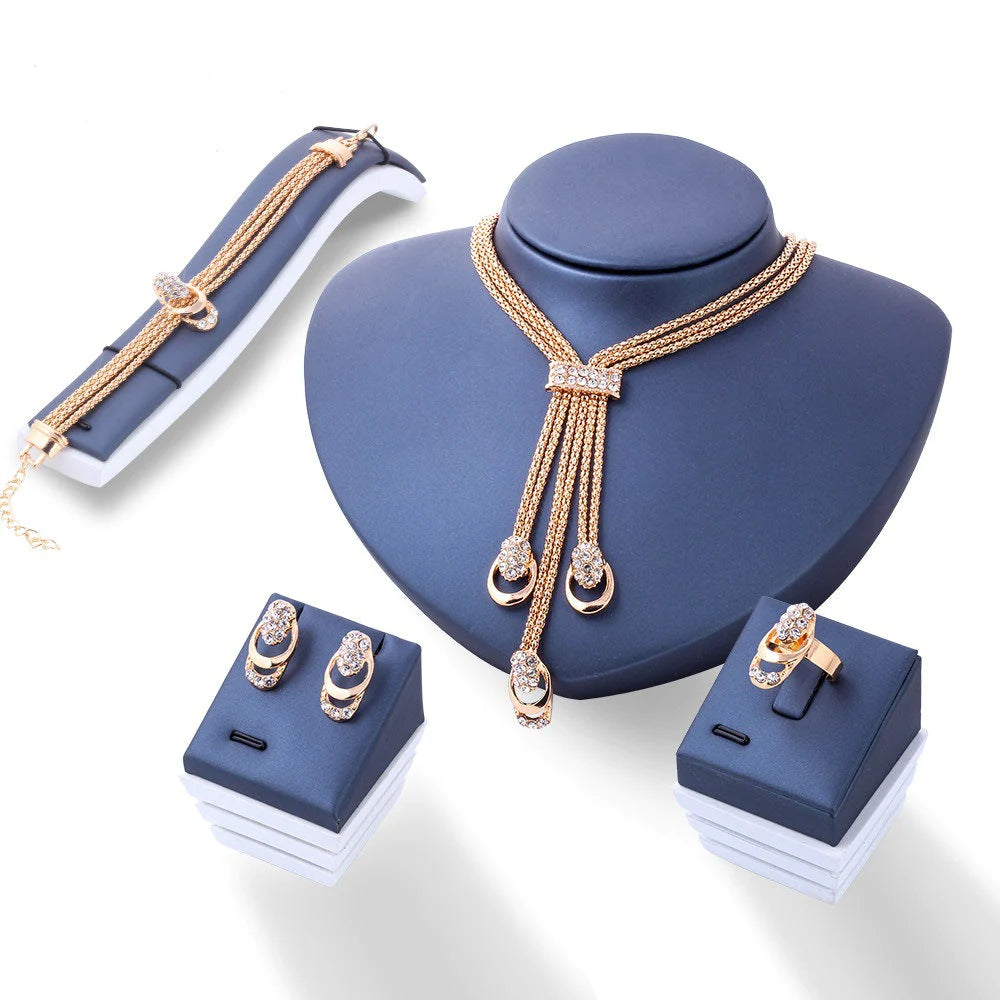 "Exquisite 4 Piece Royal Jewelry Set with ® Crystals - Luxurious 18K Gold Plated Collection"