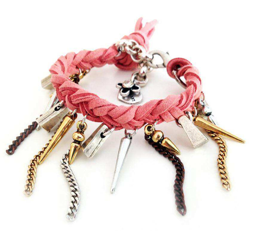 "Boho Chic Fringe Leather Bracelet with Swarovski Crystals - Trendy and Stylish!"