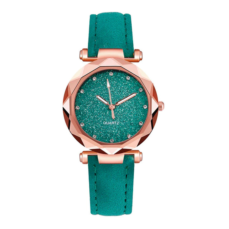 "Rose Gold Quartz Watch with Rhinestones - Stylish Korean Fashion for Women"