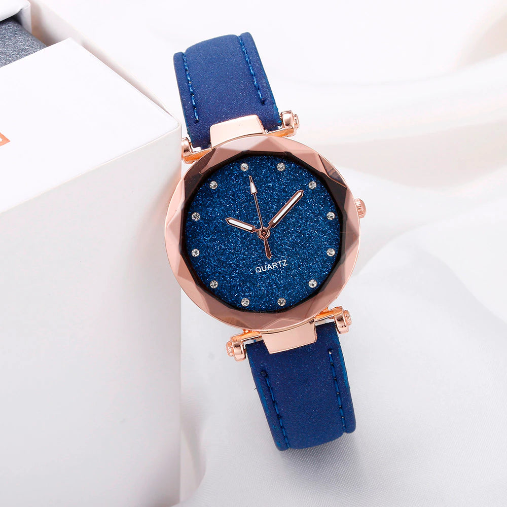 "Rose Gold Quartz Watch with Rhinestones - Stylish Korean Fashion for Women"