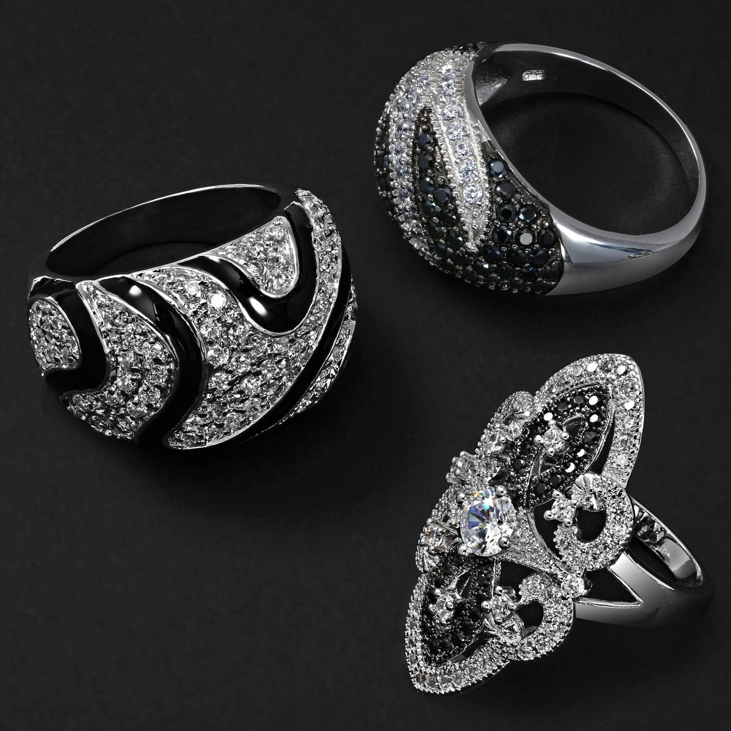 "Exquisite Art Deco Inspired CZ Filigree Full Finger Ring - a Stunning Statement Piece for Fashion-Forward Women"