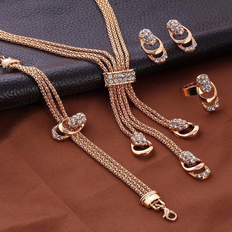 "Exquisite 4 Piece Royal Jewelry Set with ® Crystals - Luxurious 18K Gold Plated Collection"