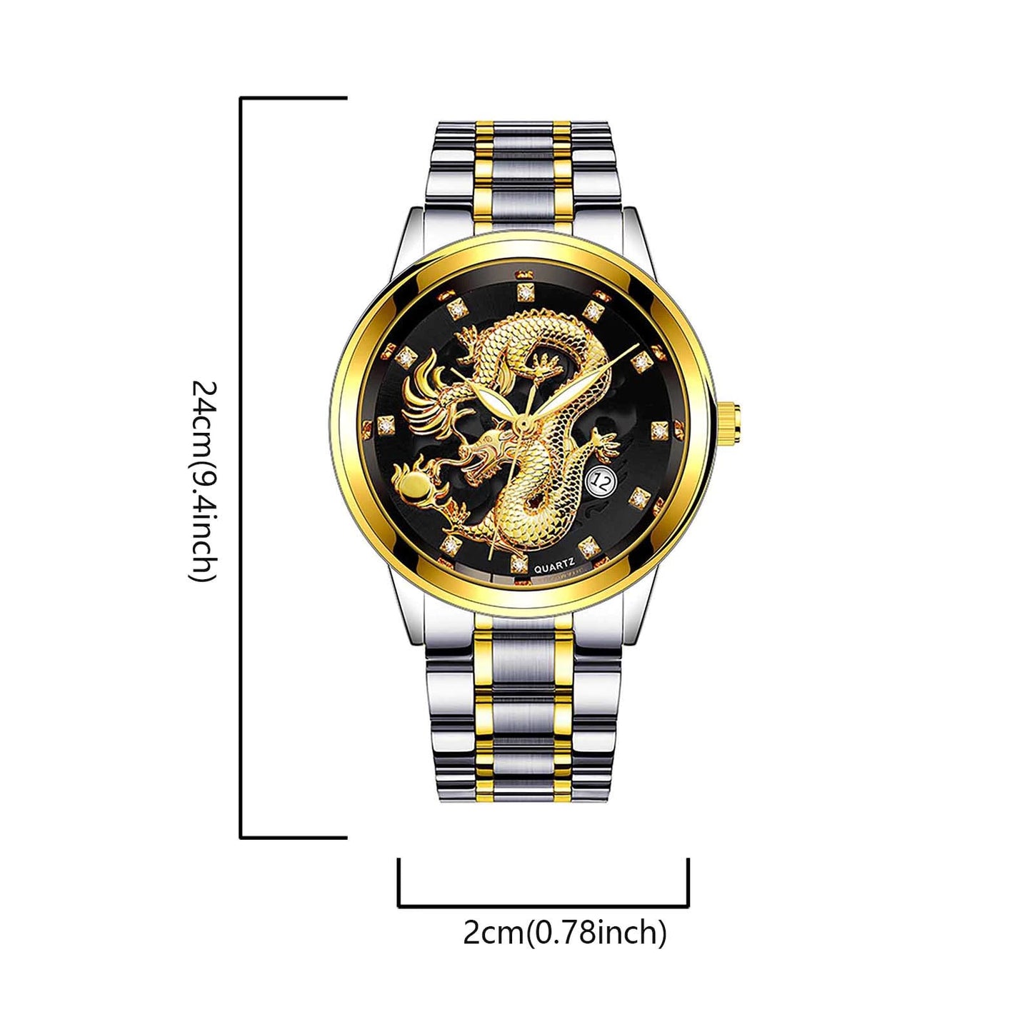 "Golden Dragon Steel Band Watch: Unleash Your Domineering Style with This Modern Men'S Luxury Timepiece"