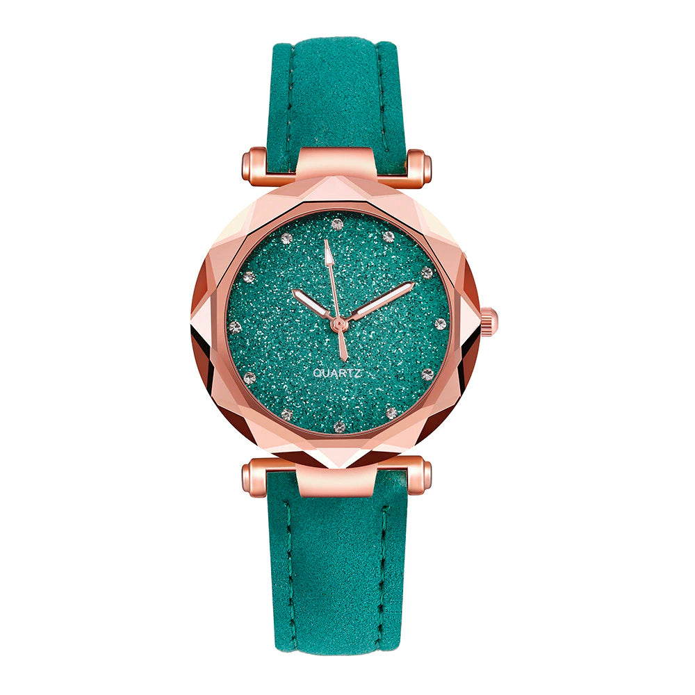 "Rose Gold Quartz Watch with Rhinestones - Stylish Korean Fashion for Women"