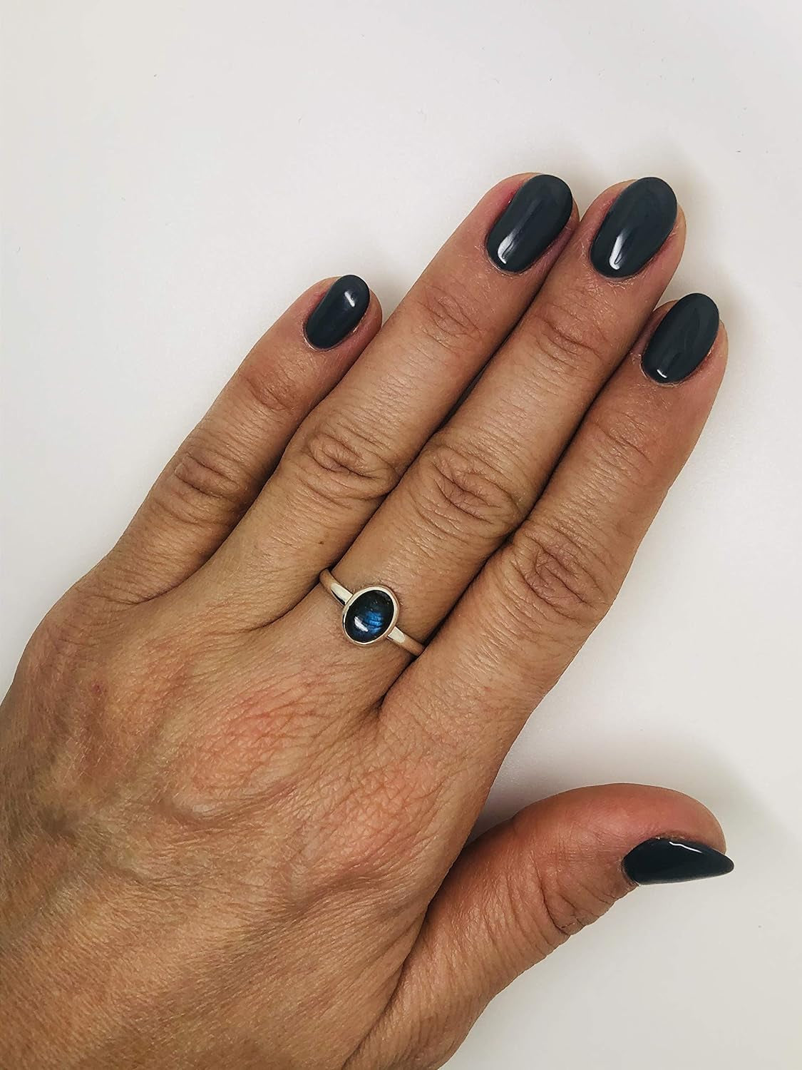 "Enchanting Labradorite Sterling Silver Ring - Exquisite BOHO Chic Jewelry - Trendy and Glamorous for Ladies and Girls - Includes Luxurious Velvet Gift Bag - Handcrafted by Artisans - Available in Sizes 6-9"