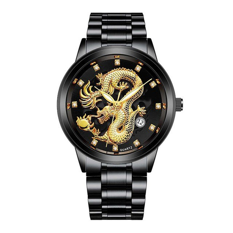 "Golden Dragon Steel Band Watch: Unleash Your Domineering Style with This Modern Men'S Luxury Timepiece"