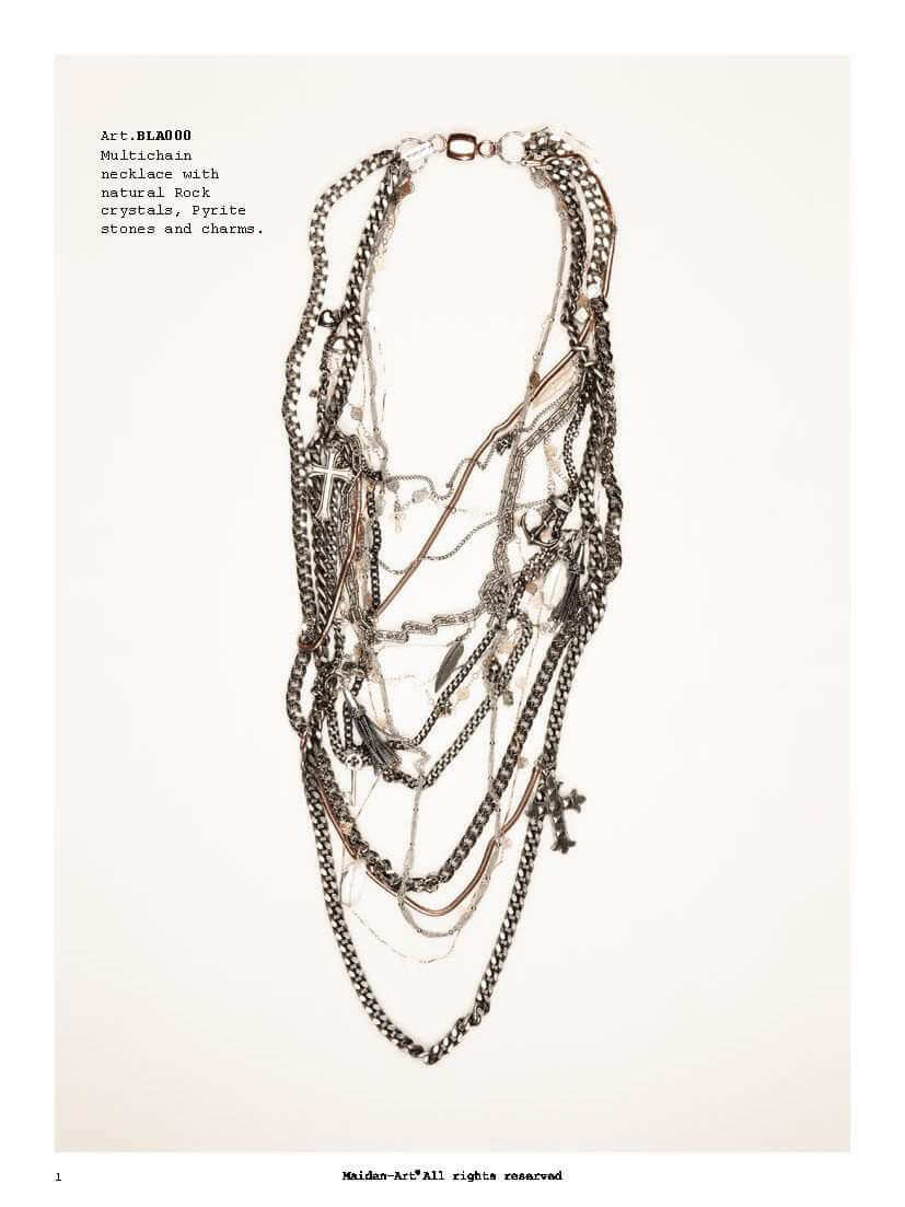 "Shimmering Multi Strand Necklace: Silver and Rose Gold Chains, Swarovski Crystals, and Stones. Elevate Your Style for Parties and Fashionable Moments!"