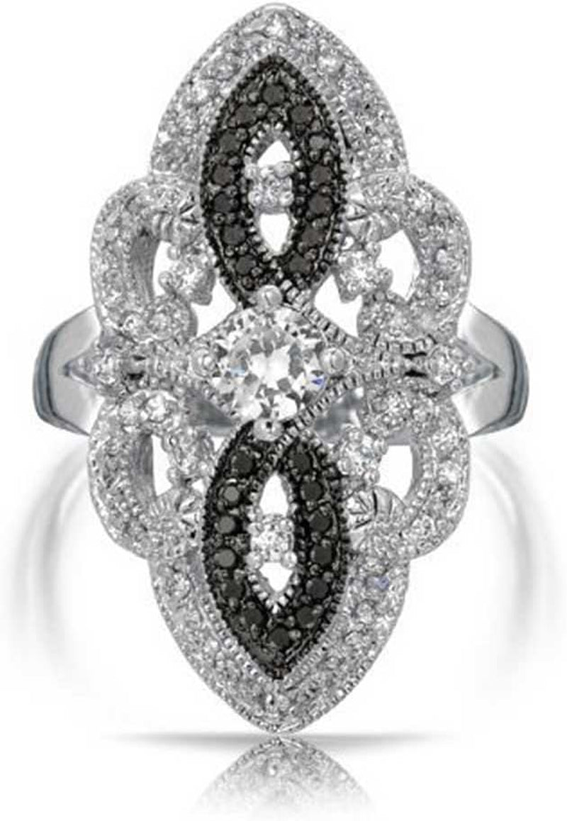 "Exquisite Art Deco Inspired CZ Filigree Full Finger Ring - a Stunning Statement Piece for Fashion-Forward Women"