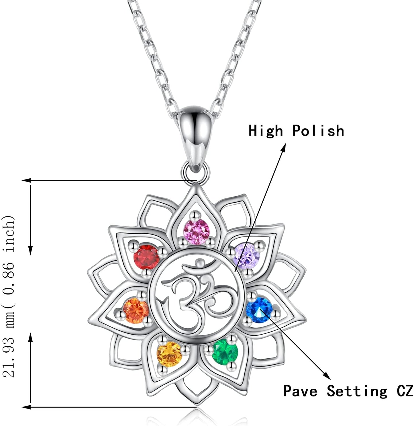 "Sacred Chakra Yoga Lotus Necklace: Sterling Silver Om Ohm Symbol Pendant with Crystal - Perfect Spiritual Jewelry Gift for Women and Girls"