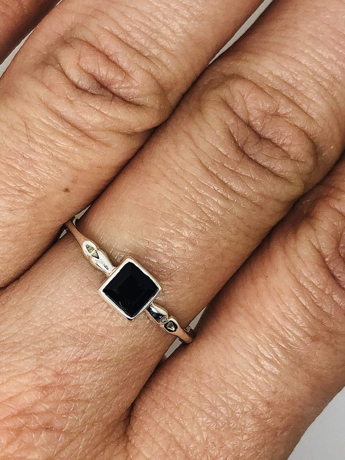 "Stunning Black Onyx Sterling Silver Ring - Elegant BOHO Chic Jewelry for Women - Trendy and Fashionable with Luxurious Gift Bag - Handcrafted by Indian Artisans - Available in Sizes 5-9"