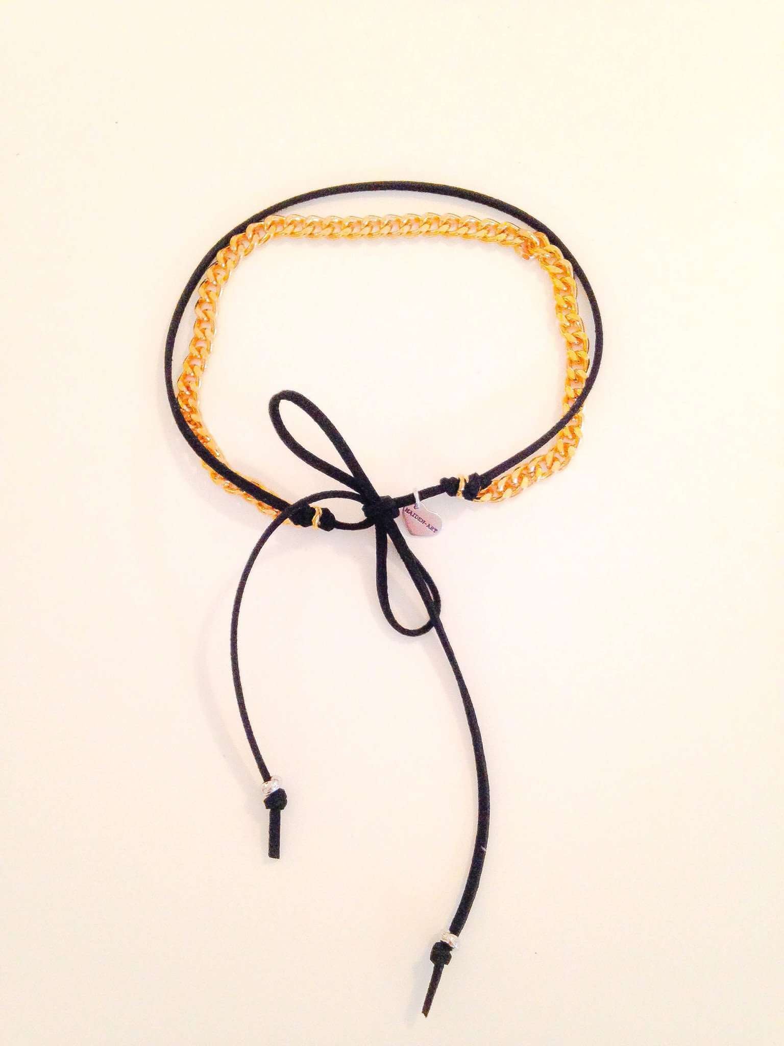 "Stylish Deerskin Leather Choker with Silver or Gold Chain - a Must-Have Accessory for Coachella and Beyond!"