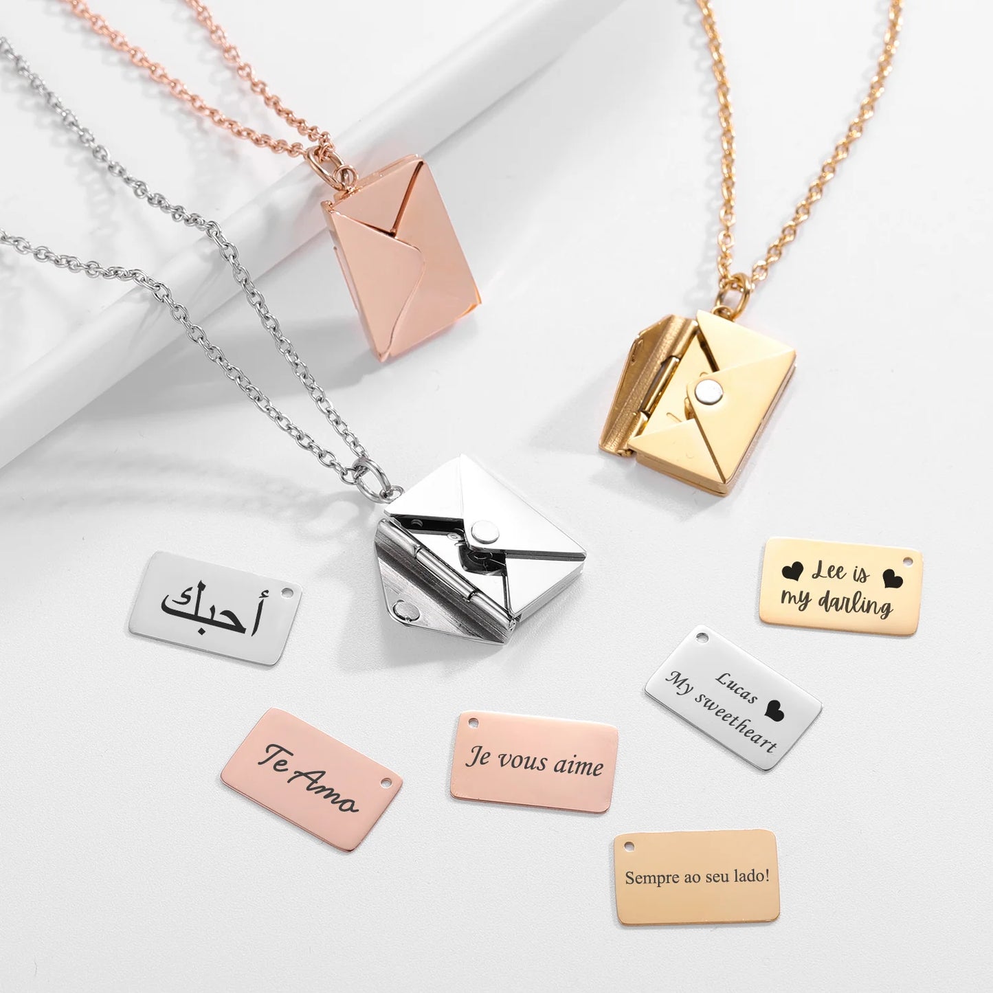 "Personalized Stainless Steel Love Letter Pendant Necklace - a Heartfelt Gift for Valentine'S Day or Mother'S Day"