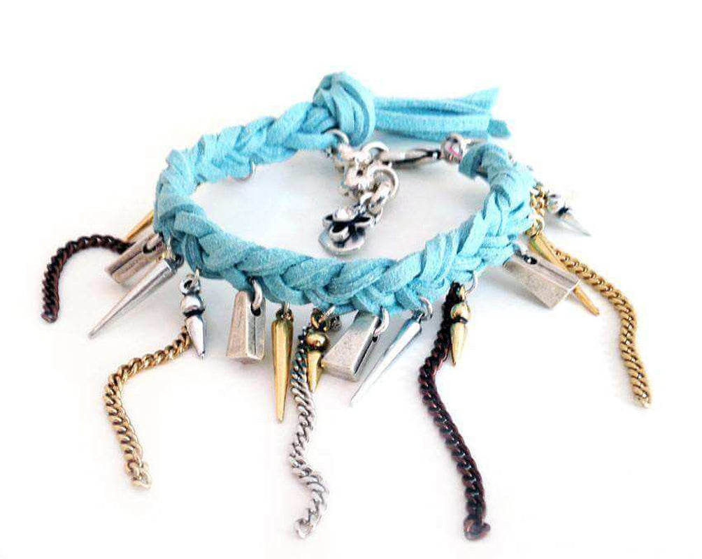 "Boho Chic Fringe Leather Bracelet with Swarovski Crystals - Trendy and Stylish!"