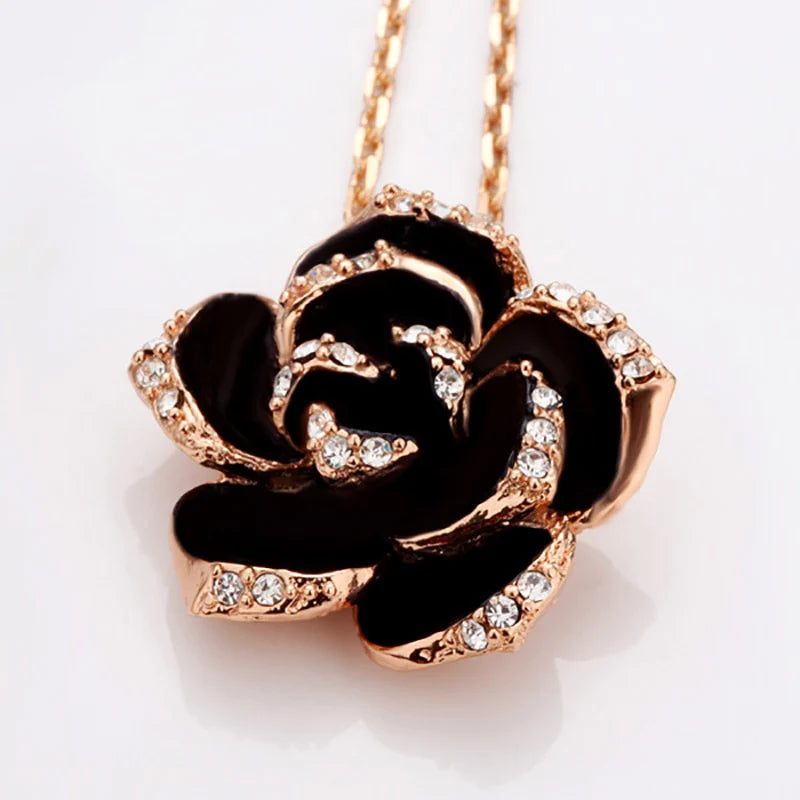 "Exquisite Rose Flower Enamel Jewelry Set - Elegant Rose Gold Color, Perfect for Brides - Trendy Wedding Jewelry Set for Women - Top Selling Product of 2022"