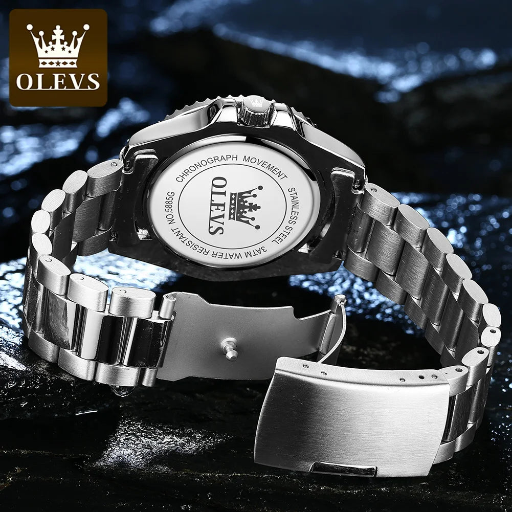 "OLEVS Blue Water Ghost: the Ultimate Luxury Stainless Steel Men'S Watch for the Modern Gentleman"