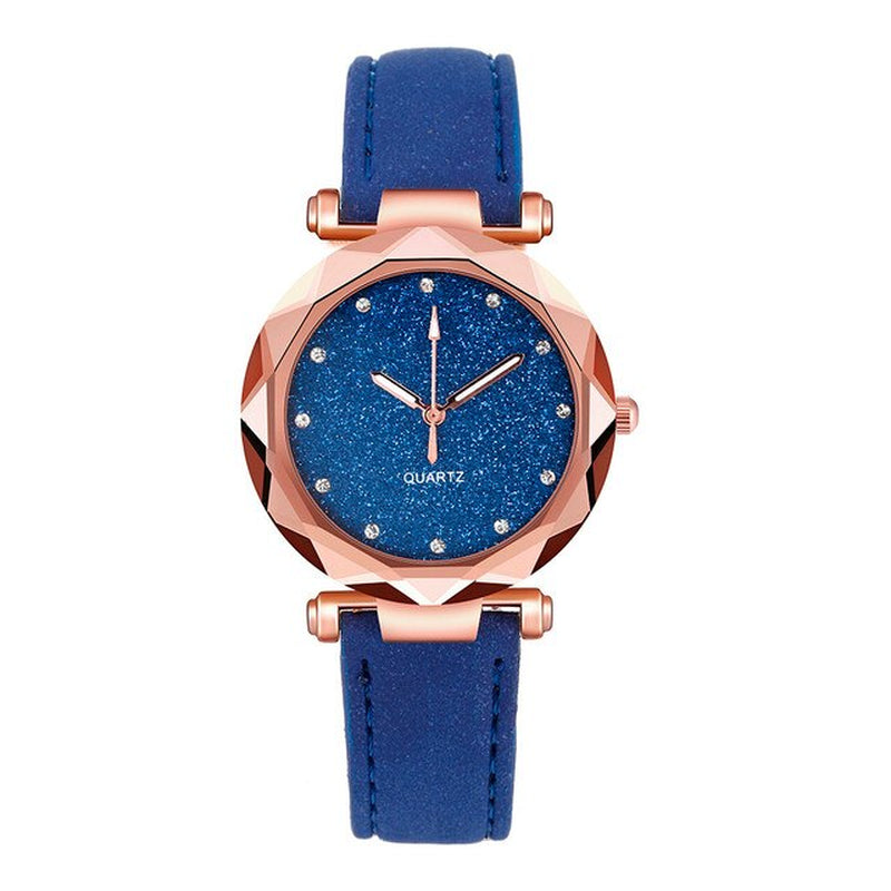 "Rose Gold Quartz Watch with Rhinestones - Stylish Korean Fashion for Women"