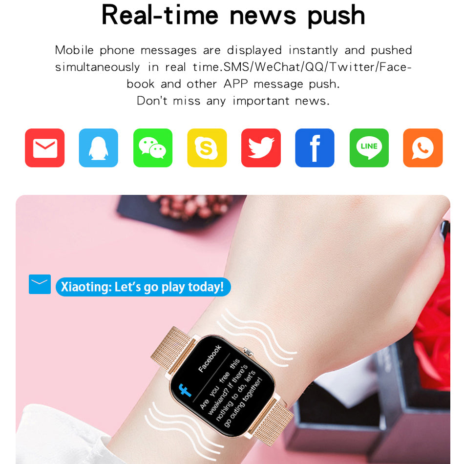 "Stay Stylish and Connected with the LIGE 2022 New Women Smart Watch - 1.69" Color Screen, Fitness Tracker, Bluetooth Call, and More!"