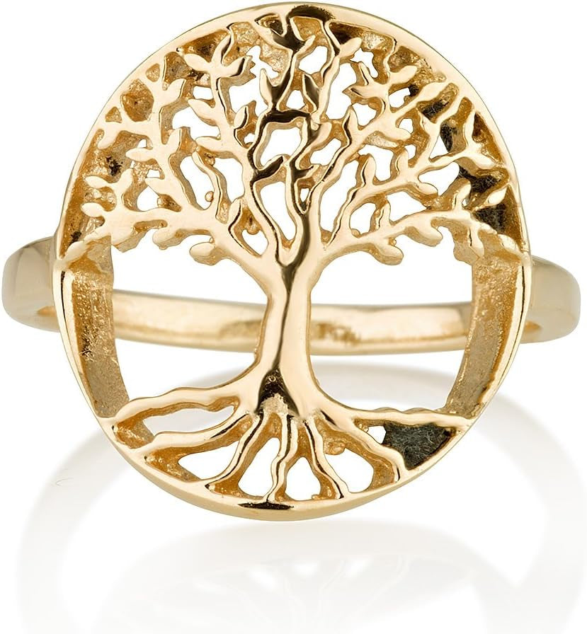 "Exquisite 14K Gold Plated Tree of Life Ring: a Stunning Statement Piece for Jewelry Lovers"