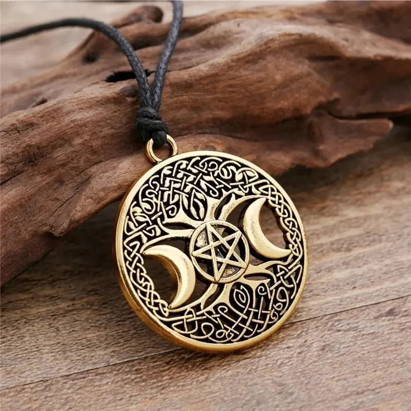 "Stylish Men'S Viking Pendant: Tree of Life Crescent Star Necklace - Elevate Your Look with Exquisite Amulet Jewelry"